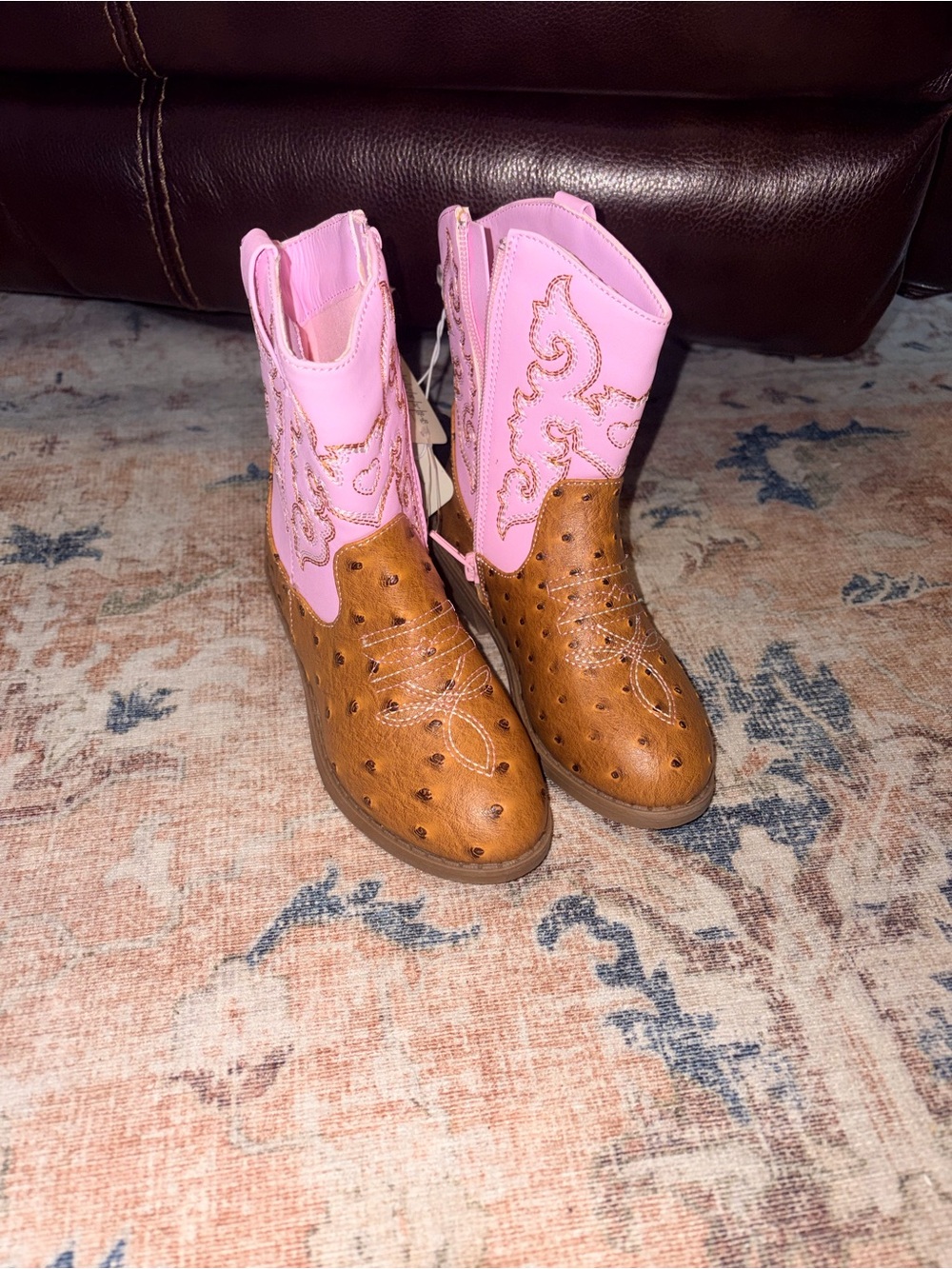 Kids Pink and Brown Cowboy Boots - PAWZ brand